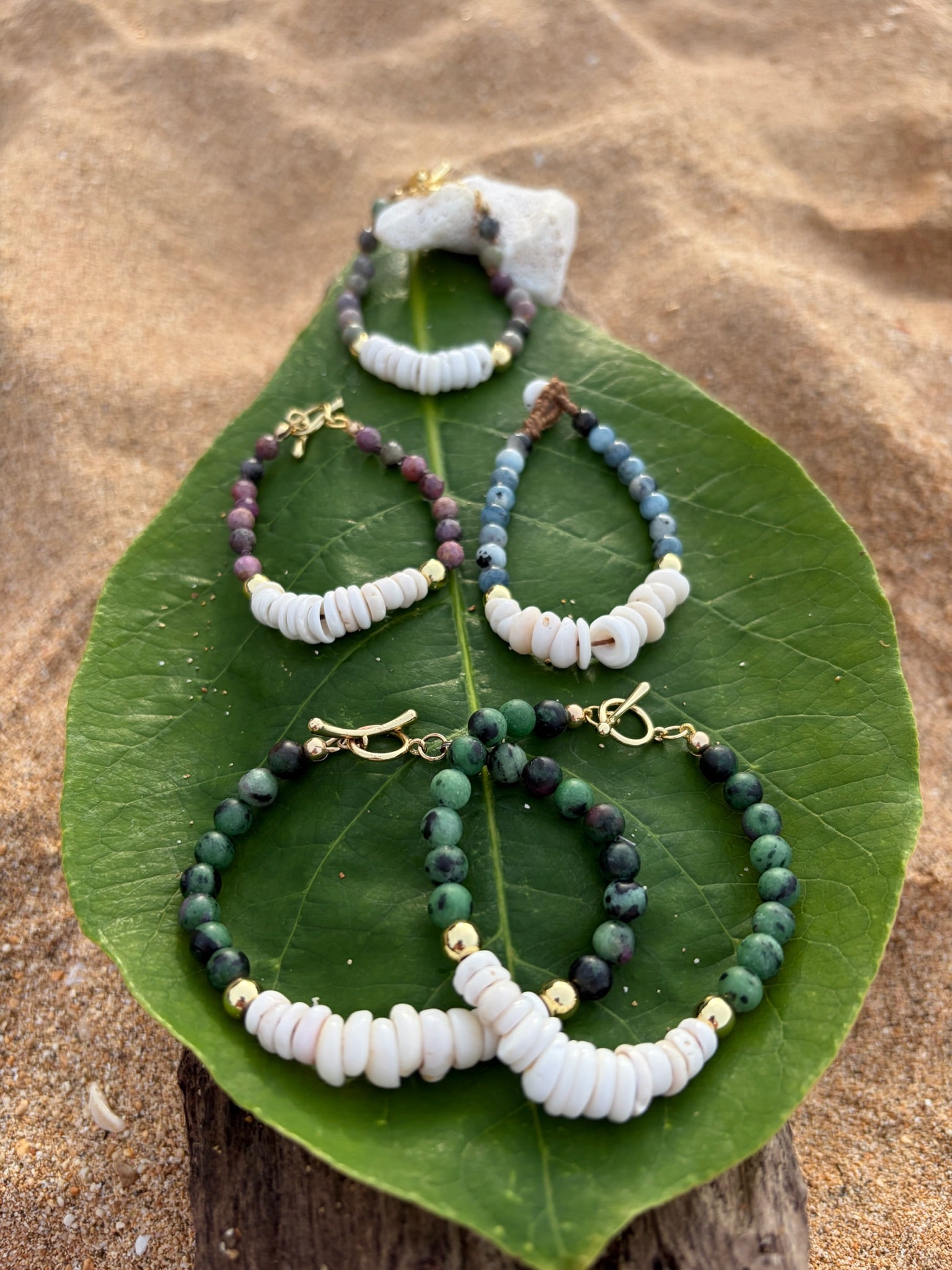 Ruby Zoisite and Puka Braclet