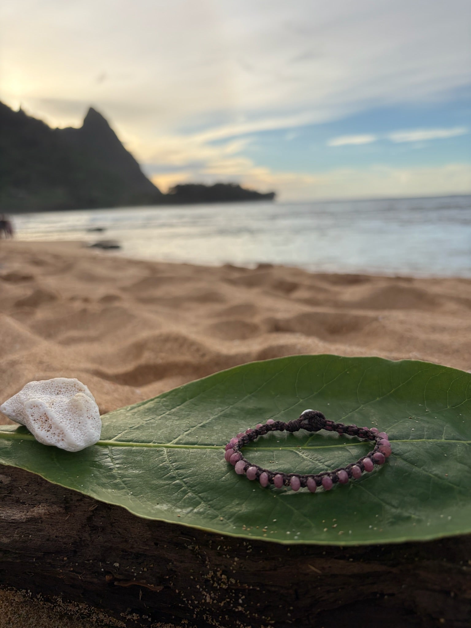 Dark Chocolate Woven Pink Tourmaline Bracelet