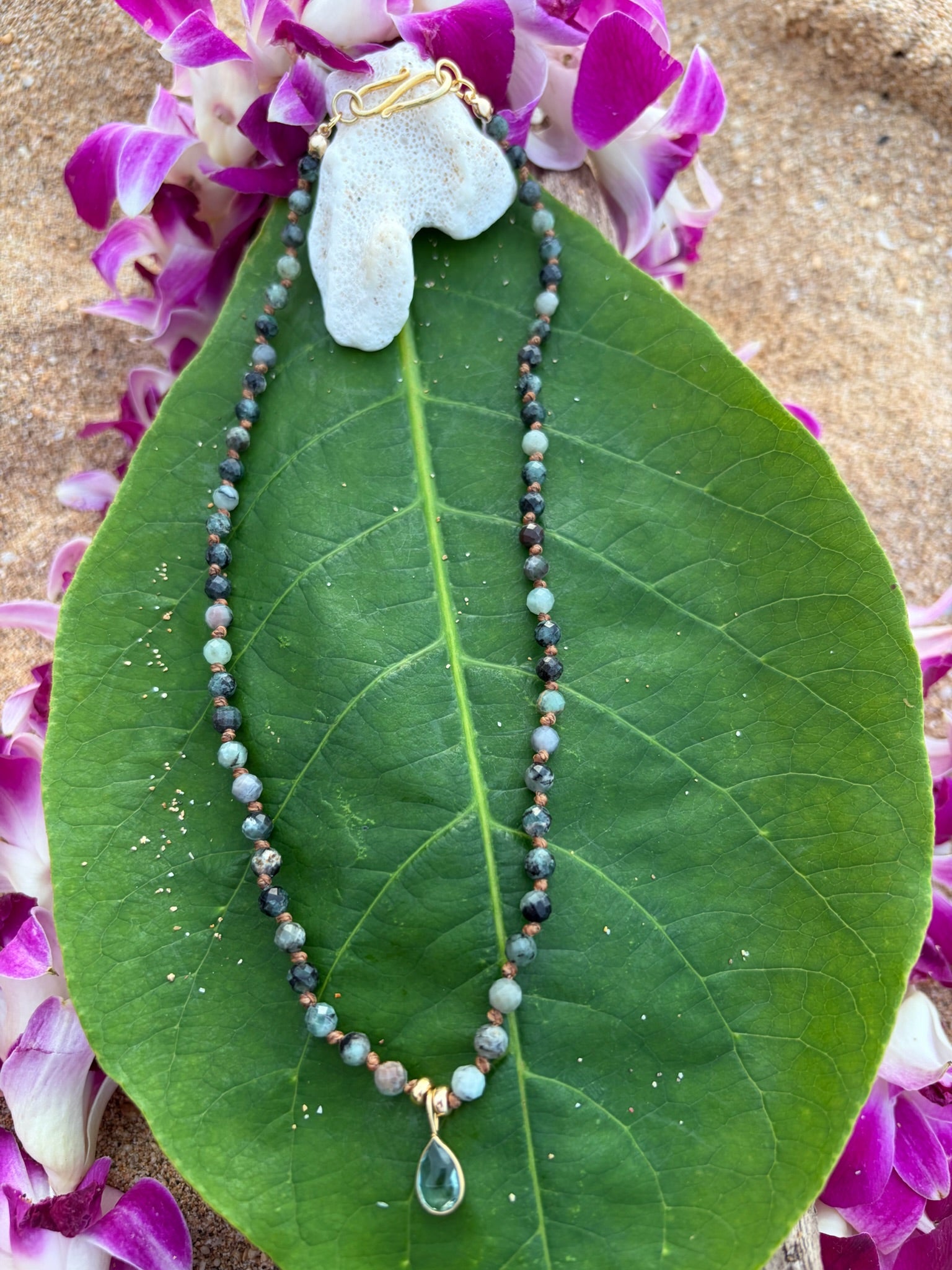 Blue Apatite with Blue Charm