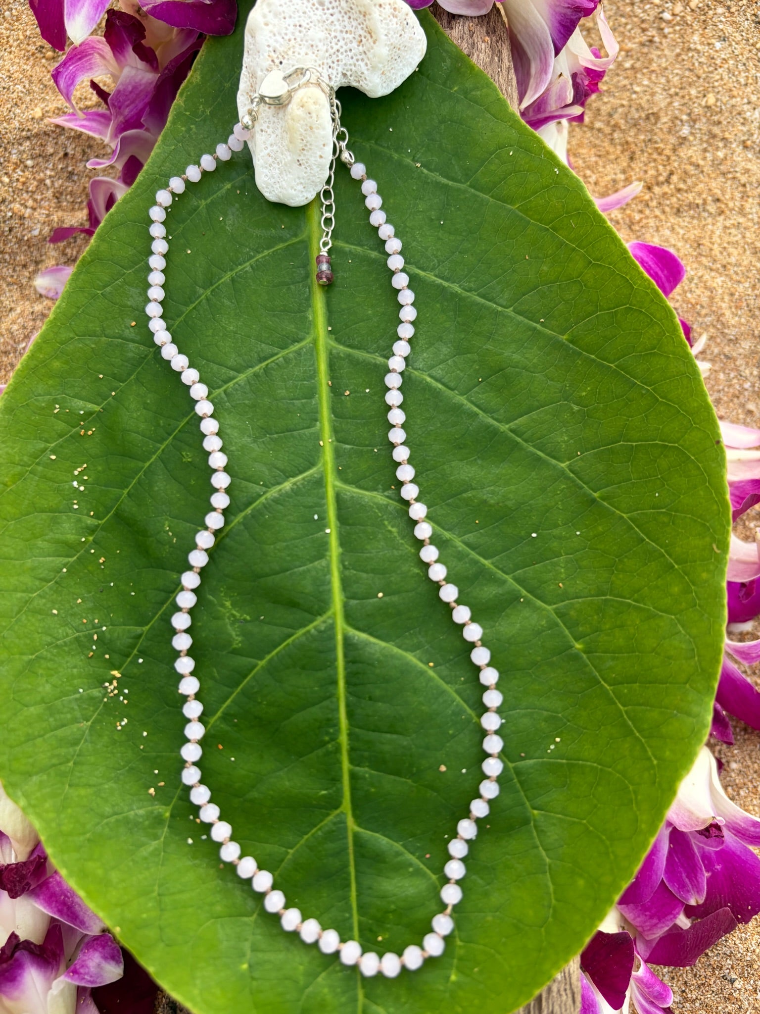 Pink Quartz Hand Knotted Neckalce