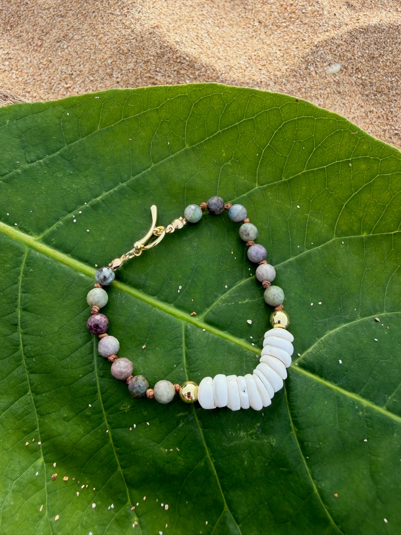 Natural Ruby in Kyanite Puka Bracelet