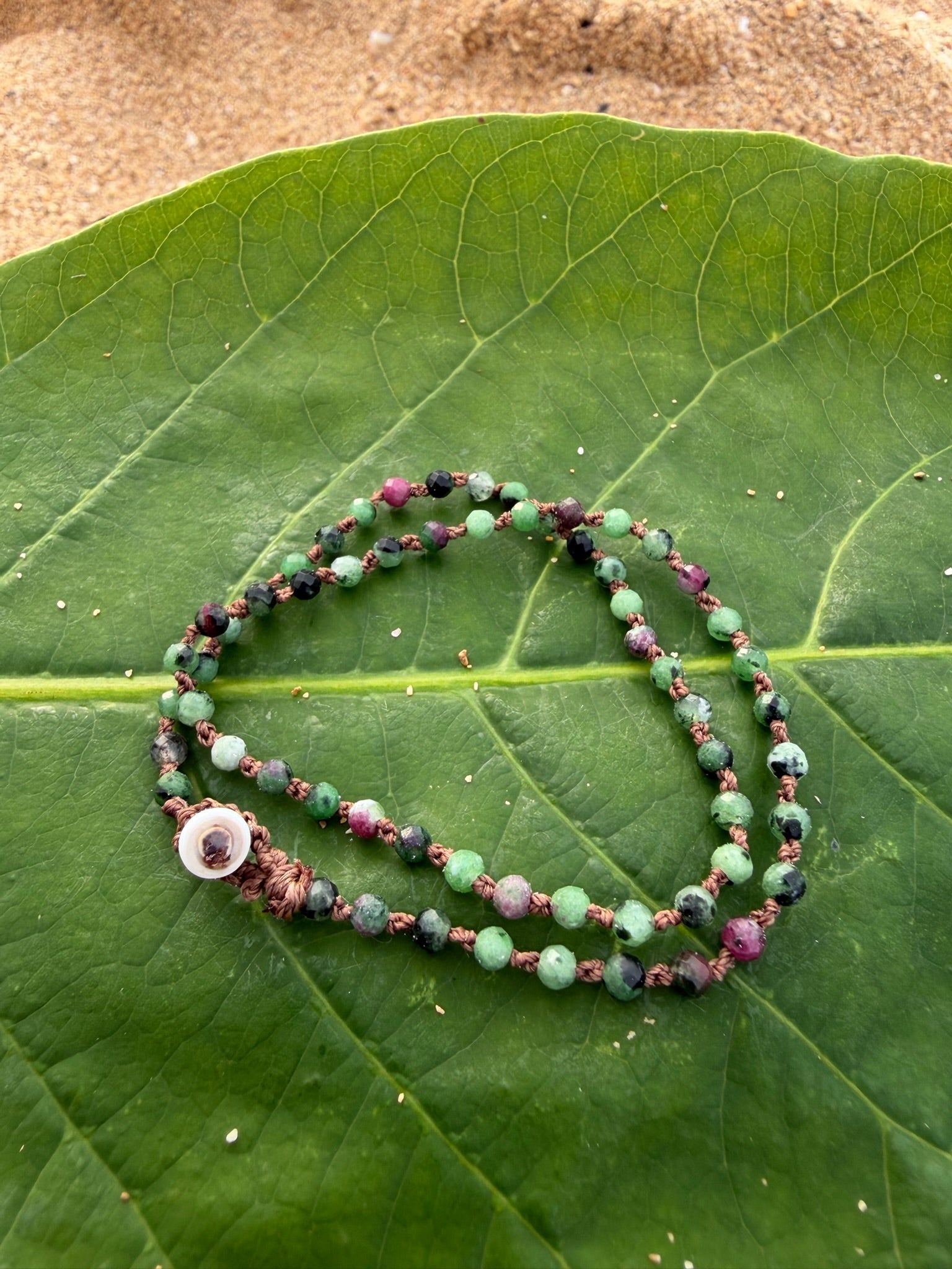 Ruby Zoisite Double Wrap Bracelet