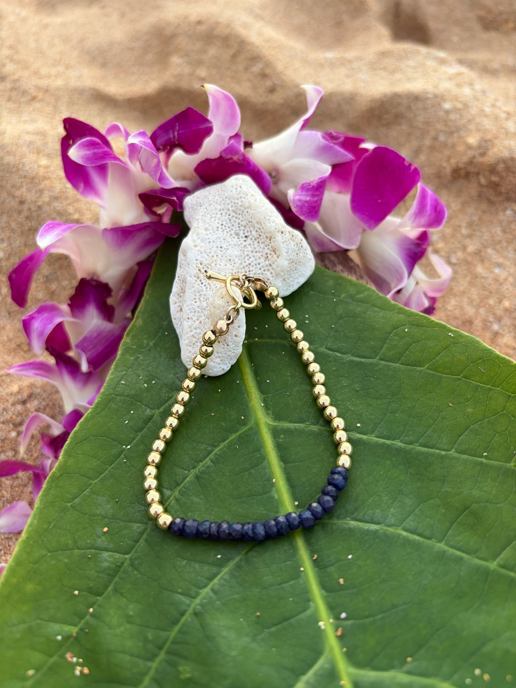 Dark Blue Sapphire & Gold Bracelet