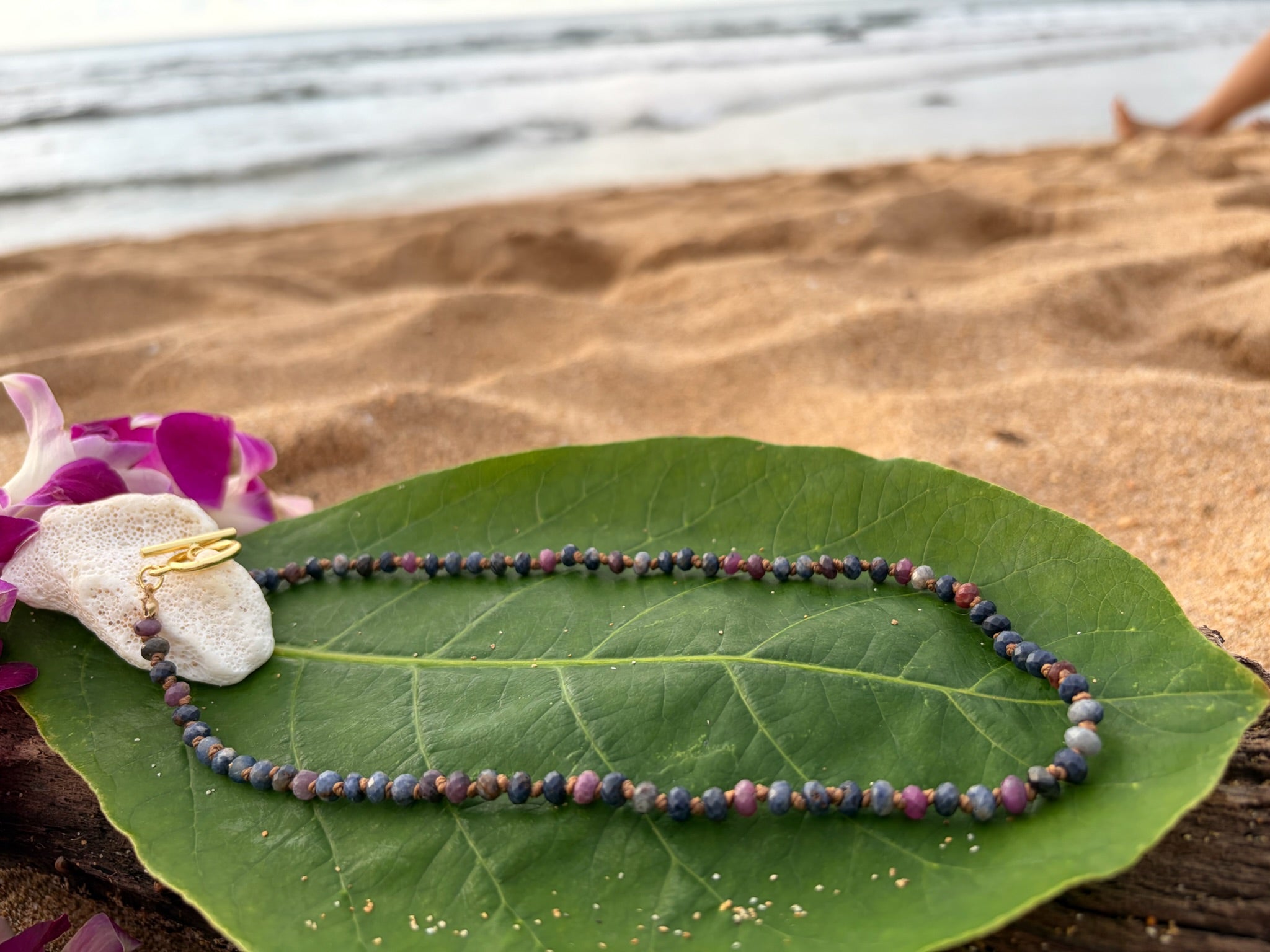Ruby Sapphire Hand Knotted Necklace