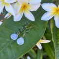 Ruby Zoisite Gold Chain Moonstone Earrings