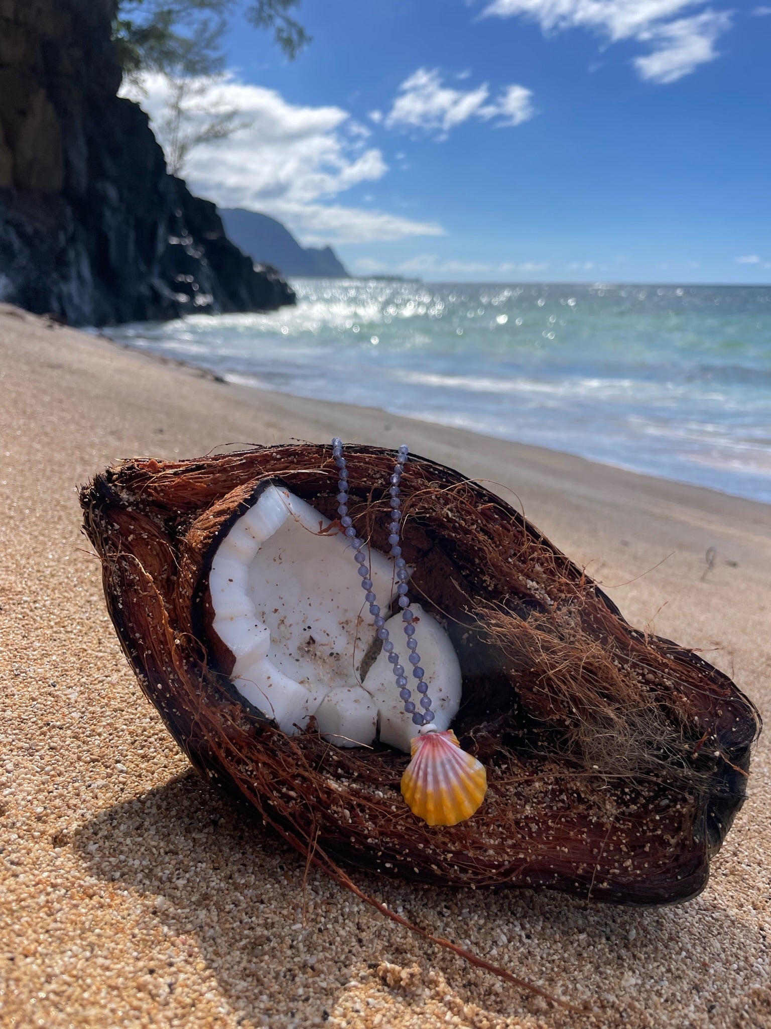 Tanzanite Sunrise Shell Necklace