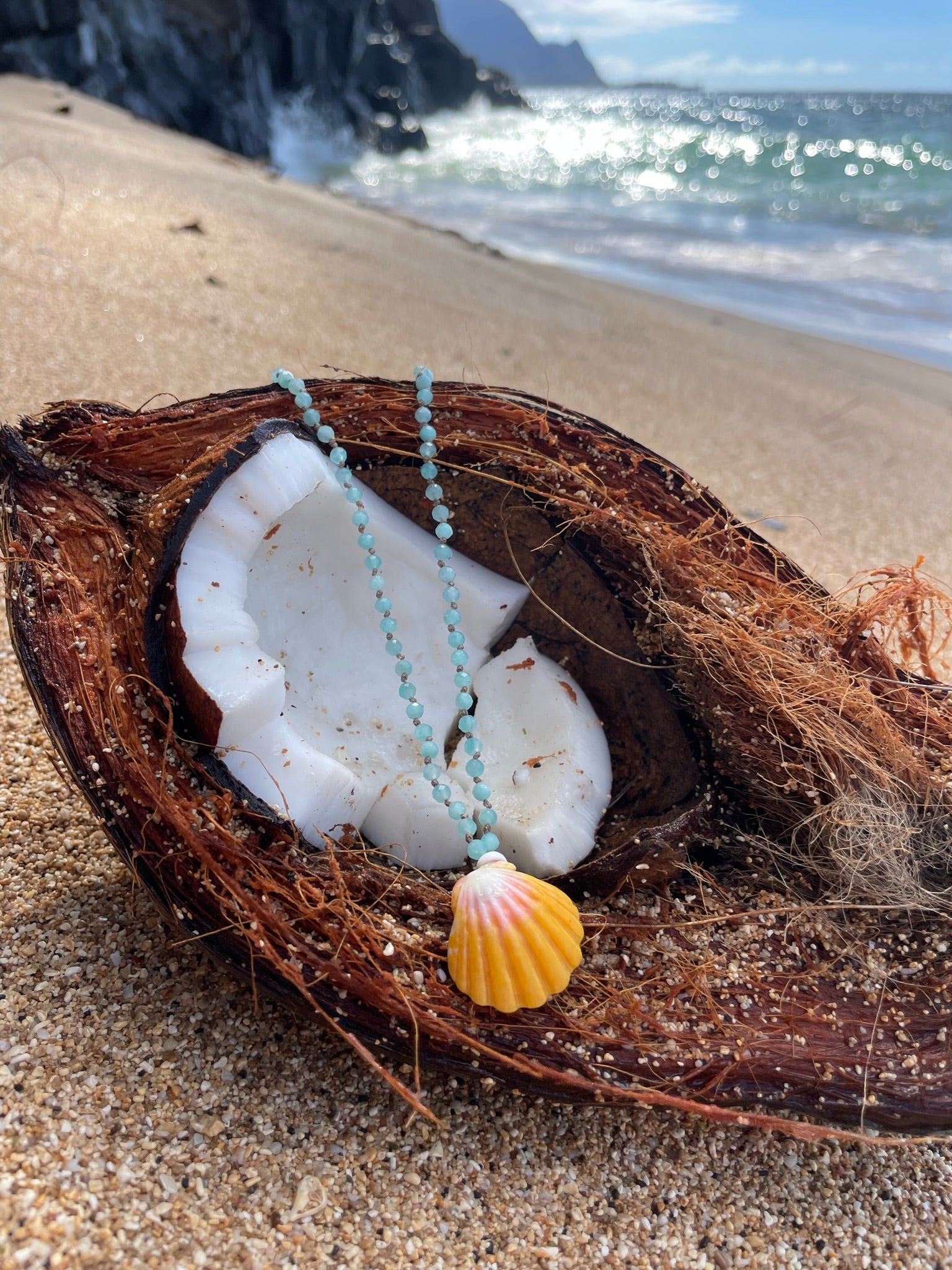 Brown Butters Sunrise Shell Necklace
