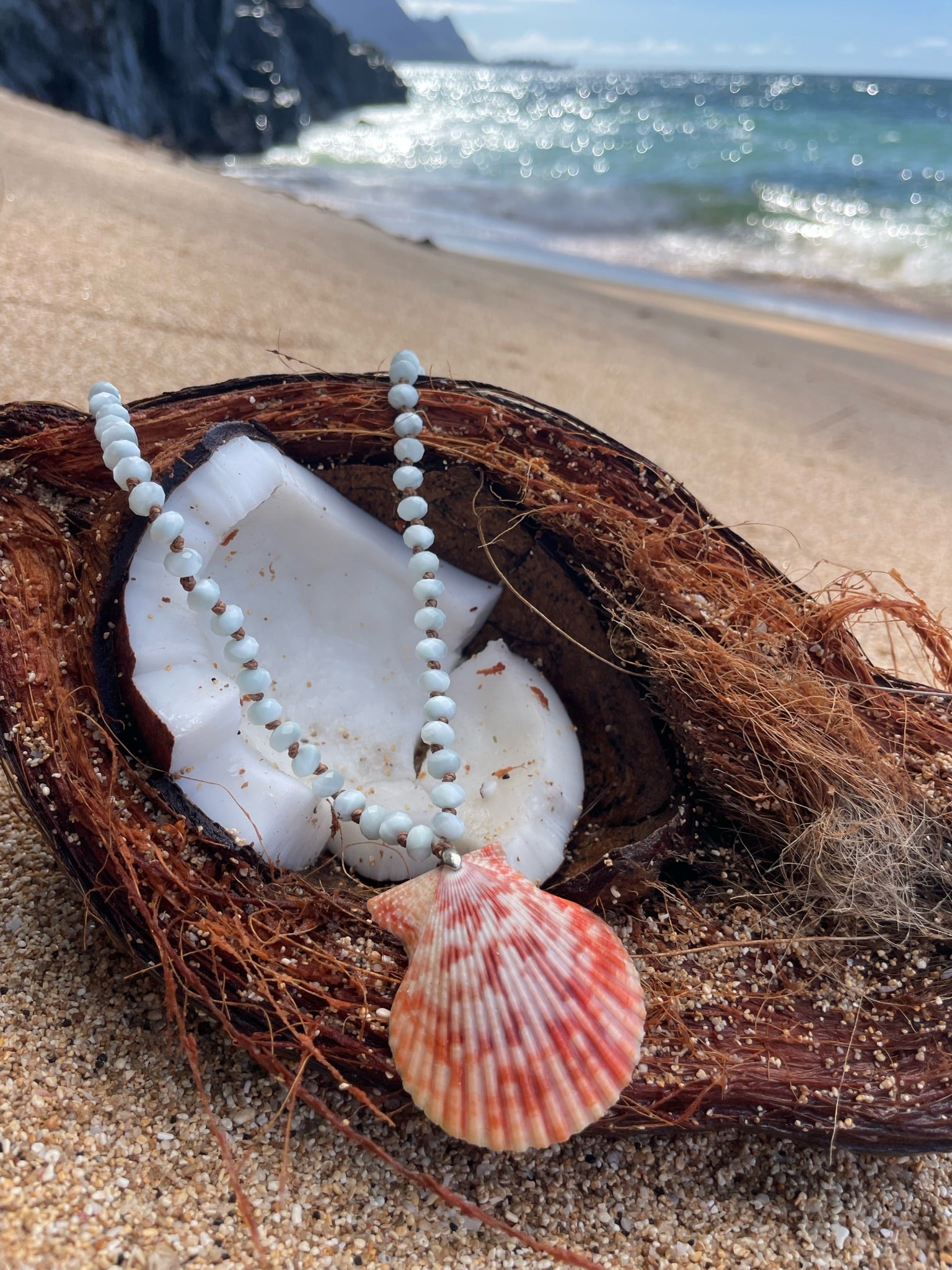 Greenmoonstone and Hawaiian Shell