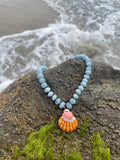Aquamarine Tiger Sunrise Shell Necklace